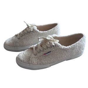 SUPERGA Women's Sneakers Size 9.5 Sherpa Faux Shearling Ivory